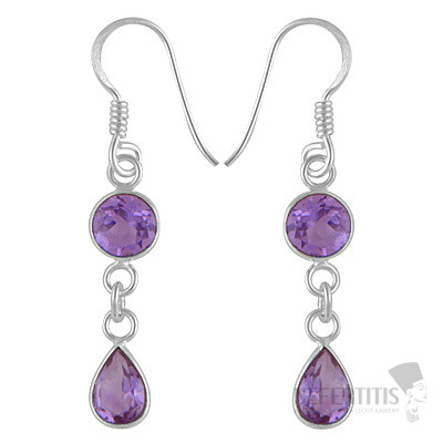 Silberne Hängeohrringe mit Amethyst