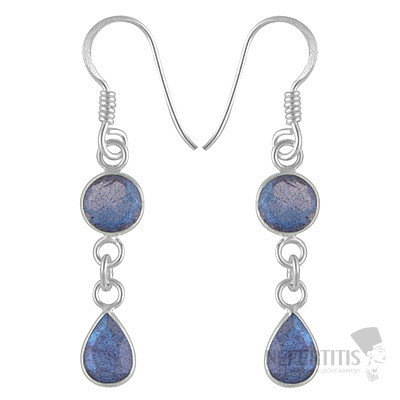 Silver dangle earrings with labradorite
