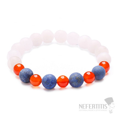 Lapis lazuli, carnelian and white jadeite bracelet RB Design 92