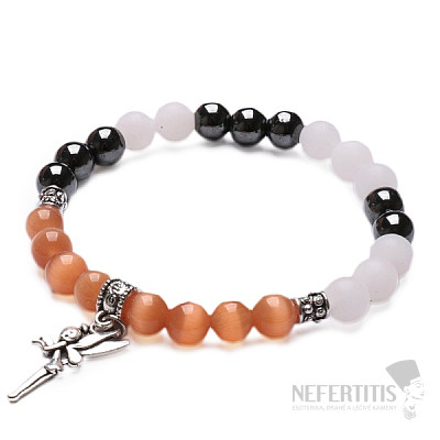 Joyful jade, hematite and ulexite bracelet with fairy RB Design 93