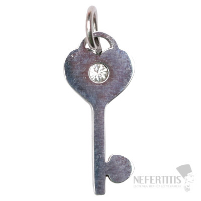 Pendant Key cubic zirconia stainless steel