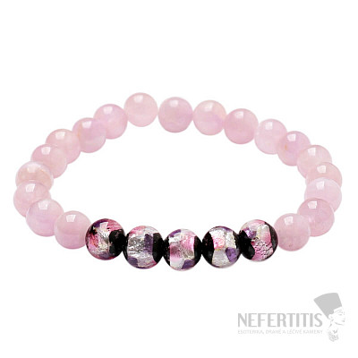 Kunzite and foil glass bracelet RB Design 208
