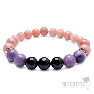 Sun stone, lepidolite and agate bracelet RB Design 183