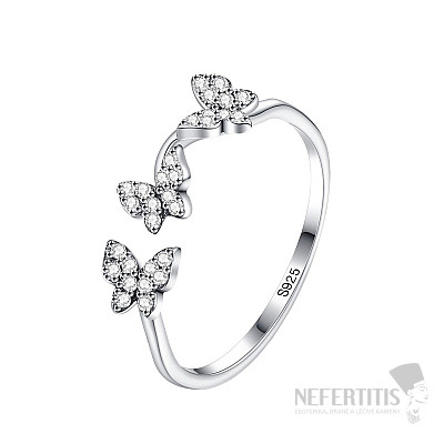 Three Butterflies Silver Ring