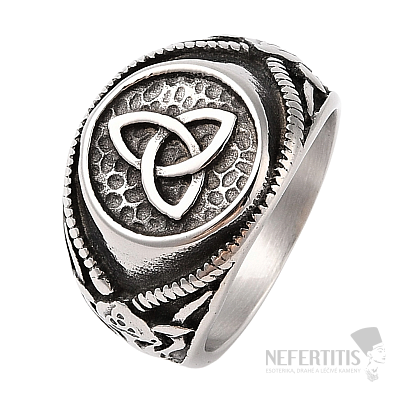 Herrenring aus Stahl mit Triquetra-Siegel