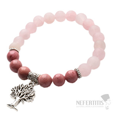 Rhodonite and rose gold bracelet with the tree of life RB Design 46