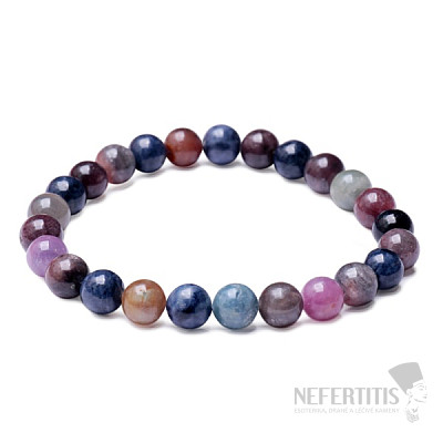 Ruby and sapphire bracelet made of 8 mm beads