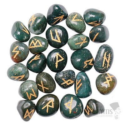Set of Mossy Agate and Heliotrope Runestones