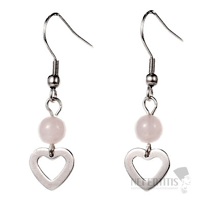 Rose gold earrings stainless steel with beads and hearts