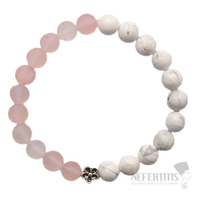 Rose quartz and howlite white bracelet RB Design 21