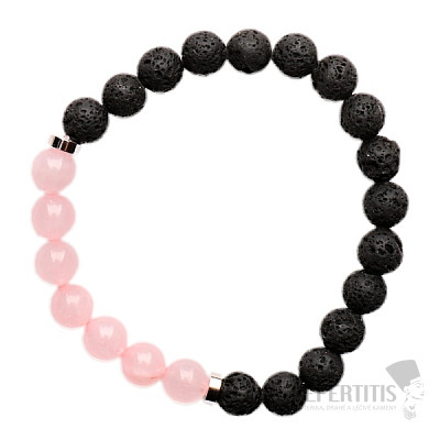 Armband aus Lavastein mit roségoldenen Perlen