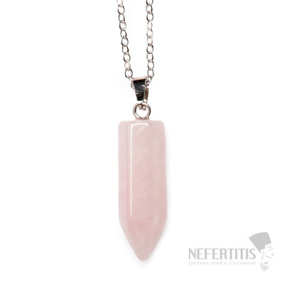 Rose quartz crystal pendant with chain