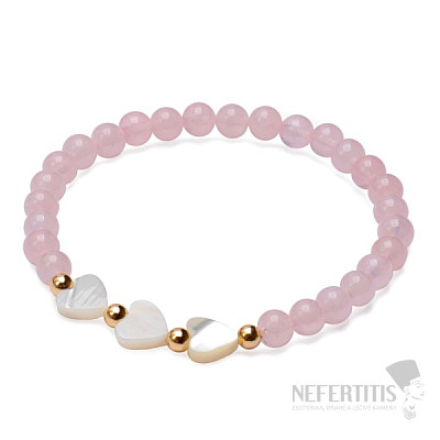 Roségoldenes Armband mit Perlmuttherzen