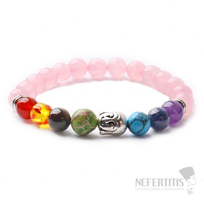 Rose quartz chakra bracelet with Buddha head