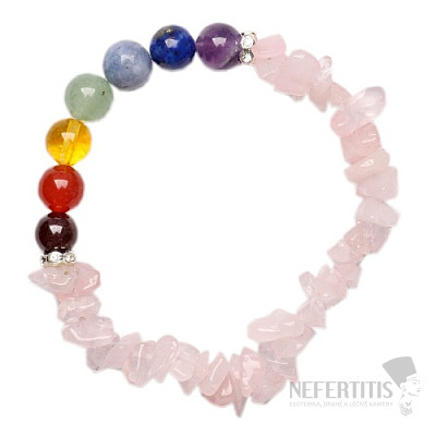 Chakra-Armband mit geschliffenem Roségold und sieben Perlen