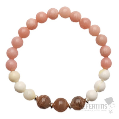 Pink opal, pearl and moonstone bracelet RB Design 41