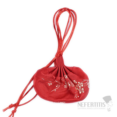 Red silk bag with gold flowers 8.4 x 12.8 cm