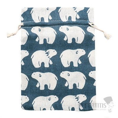 Canvas bag with polar bears dark blue 13x18 cm