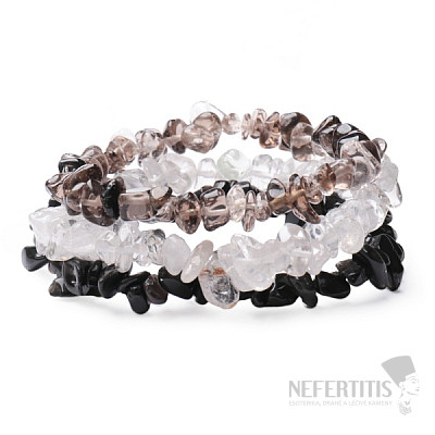 Set of three bracelets - crystal, black agate and agate