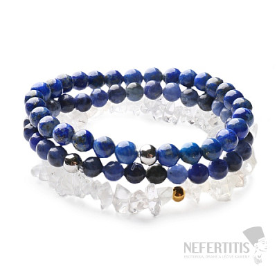 Set aus drei Armbändern - Lapislazuli, Sodalith, Kristall