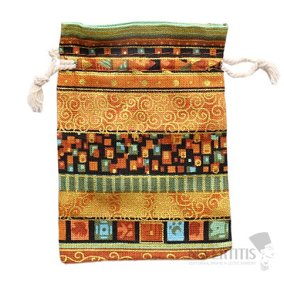 Canvas bag ethnic motif yellow 10x14 cm