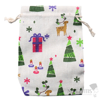 Canvas bag with Christmas motif 10x14 cm V1