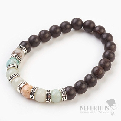 Amazonite Tibetan bracelet with sandalwood beads
