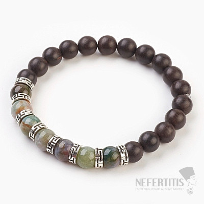 Agate Indian Tibetan bracelet with sandalwood beads