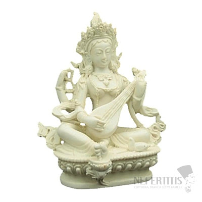 Feng Shui white statuette of Goddess Saraswati