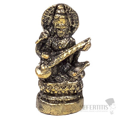 Feng Shui soška Saraswati mosadz miniatúra