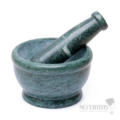 Mortar made of natural serpentine for crushing fumigants and herbs