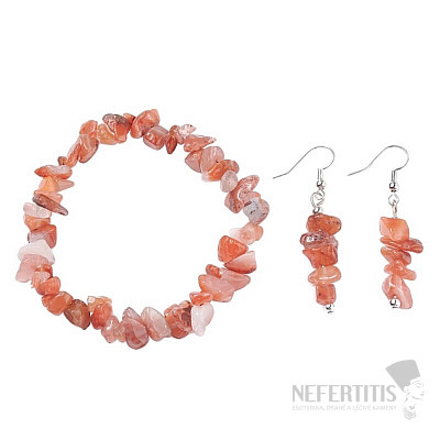 Red agate bracelet and earrings set