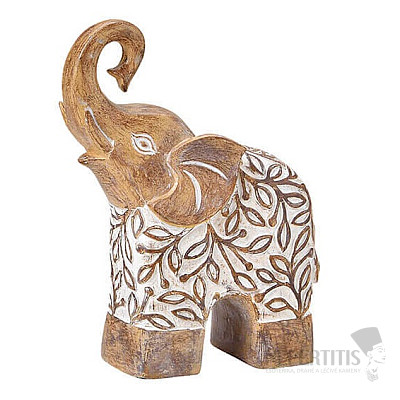 Slon kolorovaný béžovobílý socha polyresin 25 cm