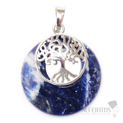 Sodalite circle pendant with Tree of Life