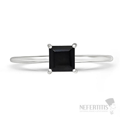 Spinel černý prsten stříbro Ag 925 RBC302