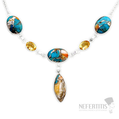 Turquoise blue necklace silver Ag 925 88184