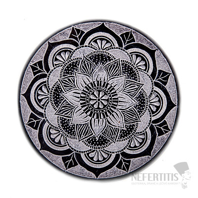 Ständer aus Talkum für Räucherstäbchen Mandala schwarz-grau 13 cm