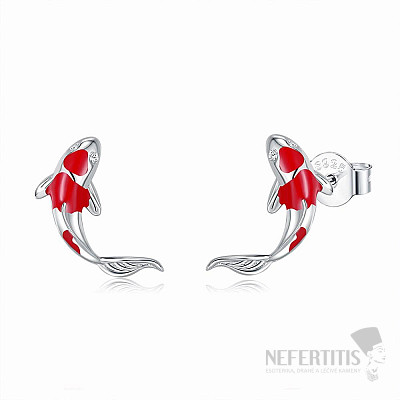 72115 Stříbrné náušnice koi kapříci se zirkony 12 mm