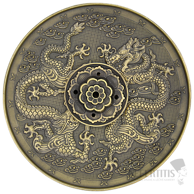 Stojan na vonné tyčinky kovový so symbolmi drakov vo farbe bronzu