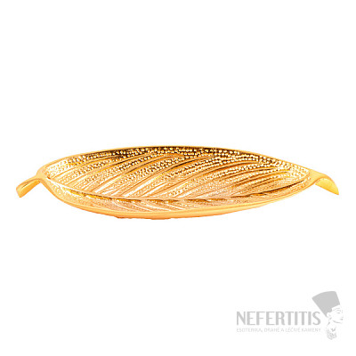 Metal gilded stand in the shape of a leaf for incense sticks