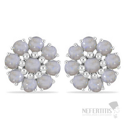 Silver earrings with cut rainbow moonstones Ag 925 033706 RM