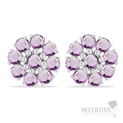 Náušnice strieborné s brúsenými Pink ametysty Ag 925 033706 PAM