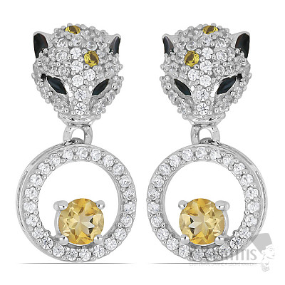 Silver earrings with cut citrines and zircons Ag 925 045303 CT
