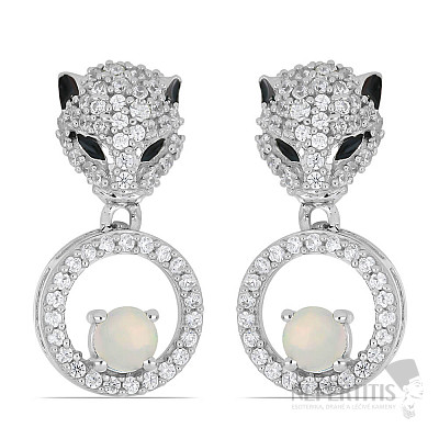Silver earrings with Ethiopian opals and zircons Ag 925 045303 ETOP