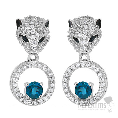 Silver earrings with cut London topazes and zircons Ag 925 045303 LT