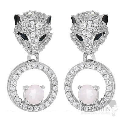 Silver earrings with cut roses and zircons Ag 925 045303 RQ
