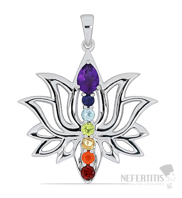 Chakra-Anhänger rhodiniert, Lotusblume, Silber Ag 925