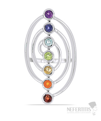 Chakra-Ring gerade Linie mit Spirale Rhodiumsilber Ag 925