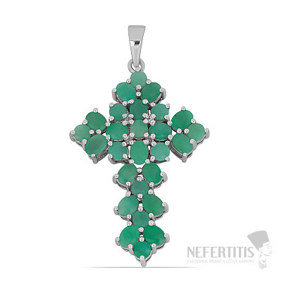 Silver pendant with cut emeralds Ag 925 046600 EM