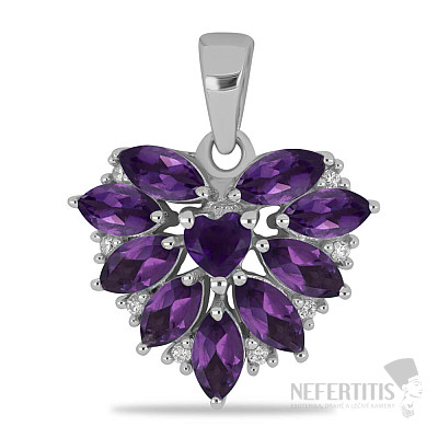 Silver pendant with African amethysts and zircons Ag 925 043063 AFAM